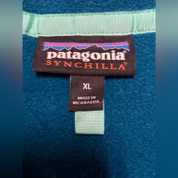 Men’s XL Two Tone Recycled Polyester PATAGONIA Snap Button Fleece Synchilla - Picture 6 of 16